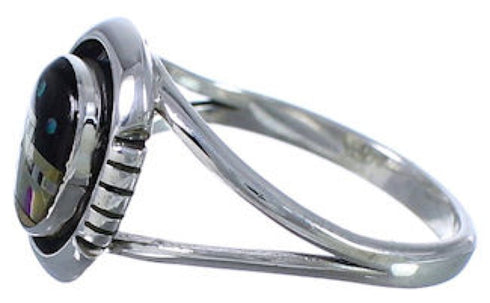 Silver Multicolor Pueblo Design Ring Size 6-1/4 TX41504